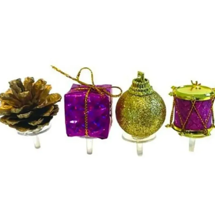Cerf Dellier Décors de Noël assortis violet doré sur pique (x4) Sale