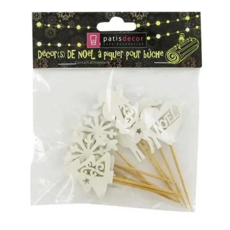Cerf Dellier Décors de Noël en bois vintage pailleté (x10) Clearance