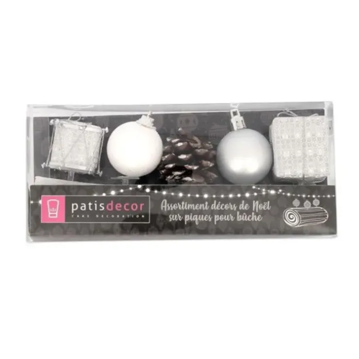 Cerf Dellier Décors de Noël sur pique assortis argent (x 5) Hot