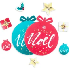 Cerf Dellier Décors en azyme assortis thème Boule de Noël Discount