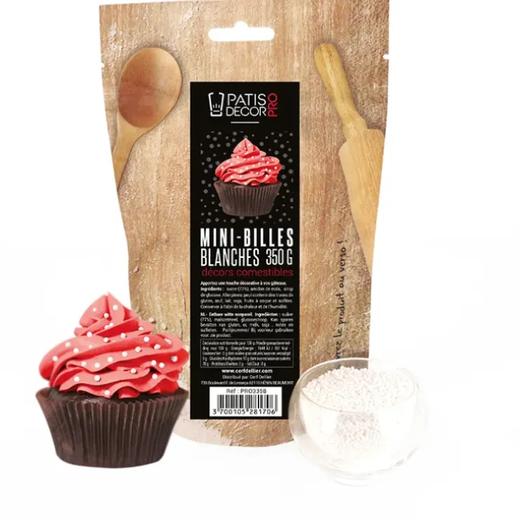 Cerf Dellier Décors mini billes blanches comestibles 350 g Outlet