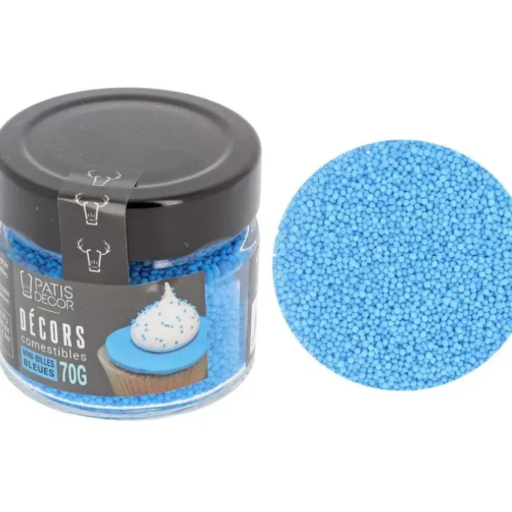 Cerf Dellier Décors mini billes comestibles bleues New