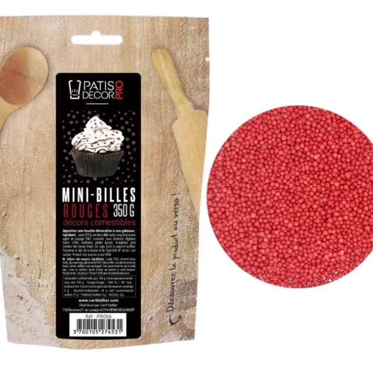 Cerf Dellier Décors mini billes rouges comestibles 350 g Discount
