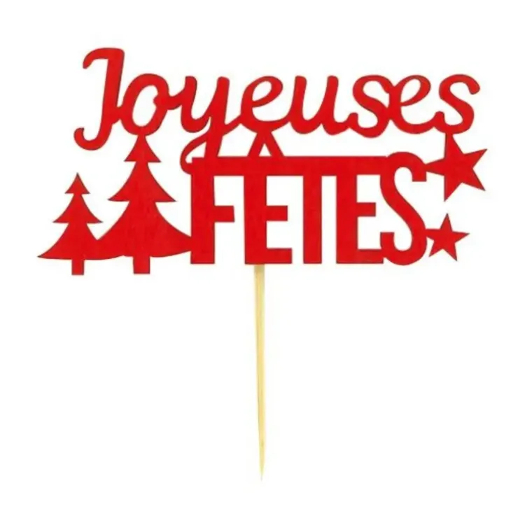 Cerf Dellier Décors sur pique "Joyeuses Fêtes" rouges (x30) Sale