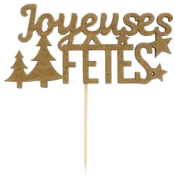 Cerf Dellier Décors sur pique "Joyeuses Fêtes" dorés (x30) Best