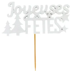 Cerf Dellier Décors sur pique "Joyeuses Fêtes" blancs (x30) Online