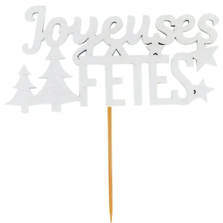 Cerf Dellier Décors sur pique "Joyeuses Fêtes" blancs (x30) Online