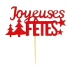 Cerf Dellier Décors sur pique "Joyeuses Fêtes" rouges (x2) Best