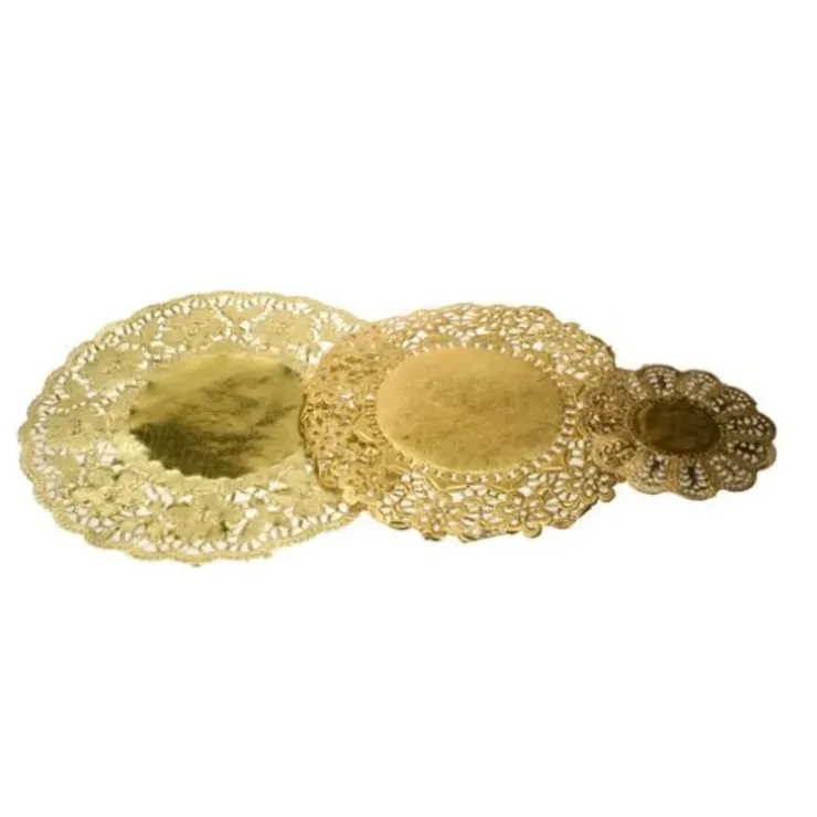 Cerf Dellier Dentelle ronde pâtisserie papier doré (x 100) New