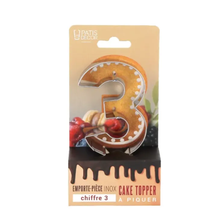 Cerf Dellier Emporte-pièces cake topper "3" Outlet