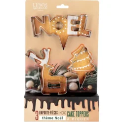 Cerf Dellier Emporte-pièces cake toppers thème Noël (lot de 3) Clearance