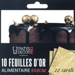 Cerf Dellier Feuilles d'or alimentaire 8 x 8cm 22 carats (x10) New