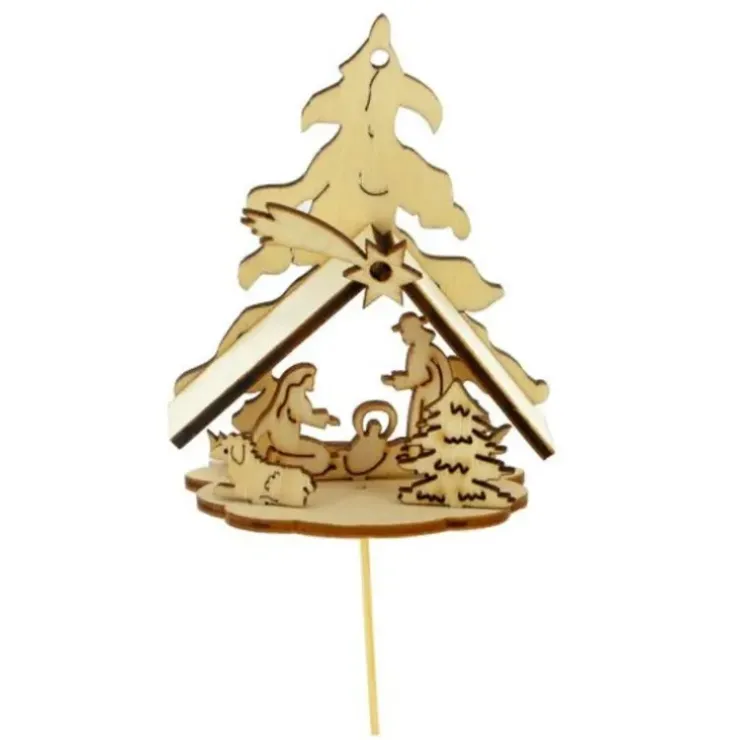 Cerf Dellier Kit crèche de Noël en bois sur pique Discount