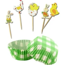 Cerf Dellier Kit déco cupcakes Pâques vichy vert Sale