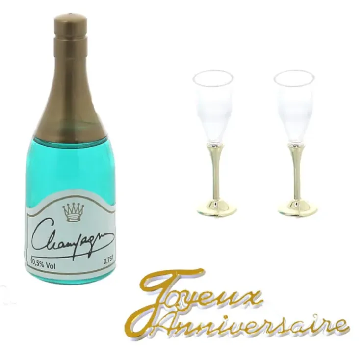 Cerf Dellier Kit décor Gâteau Bouteille de champagne
