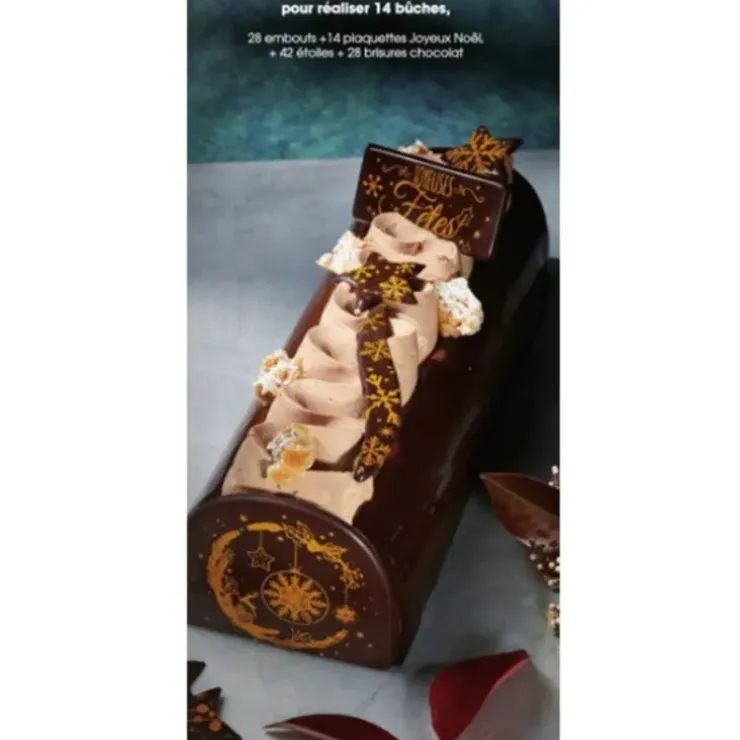 Cerf Dellier Kit décors de bûches en chocolat pour 14 bûches
