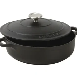 Cerf Dellier Le Chasseur cocotte basse avec couvercle noire 20 cm Hot