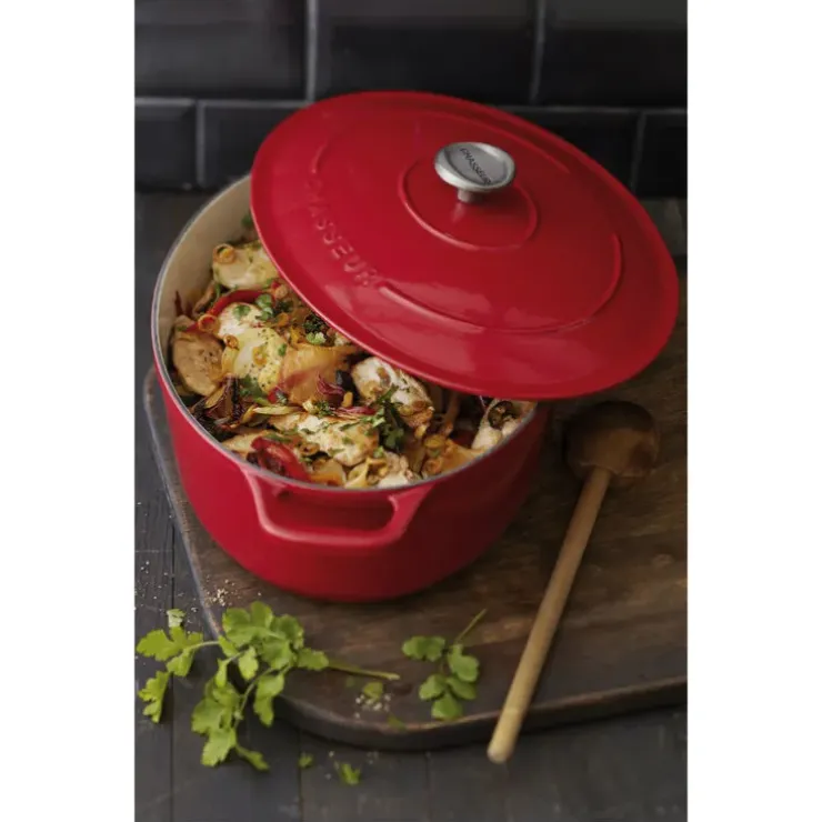 Cerf Dellier Le Chasseur cocotte ovale avec couvercle rouge 27 x 20 cm Discount