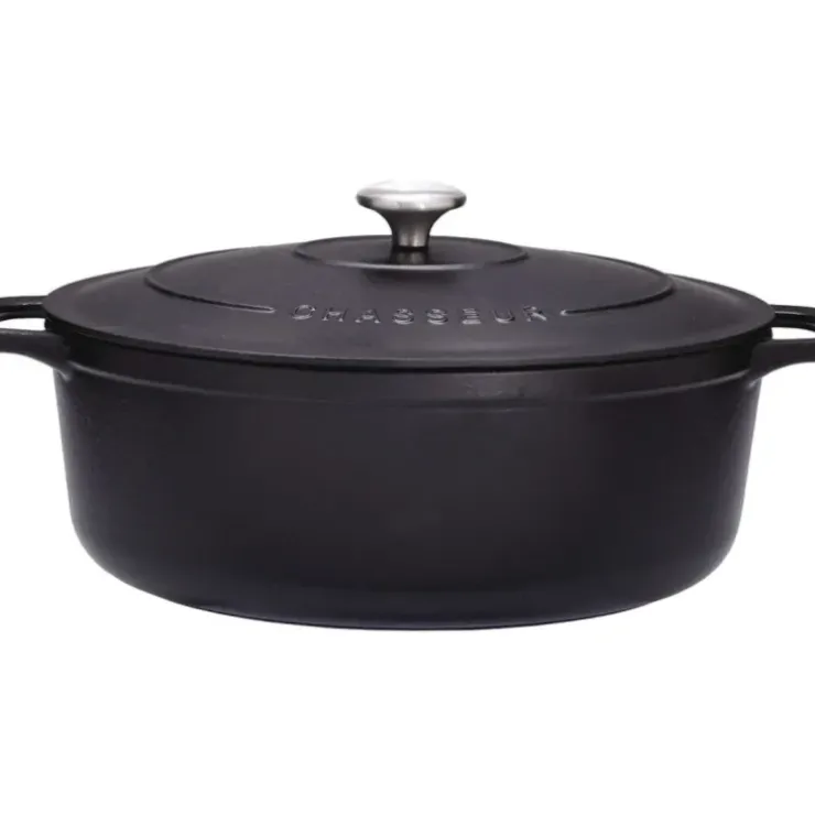 Cerf Dellier Le Chasseur cocotte ovale avec couvercle noire 35 x 28 cm Best