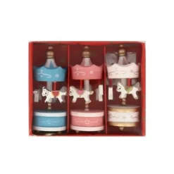 Cerf Dellier Lot de 3 toppers carrousel rose blanc bleu Best