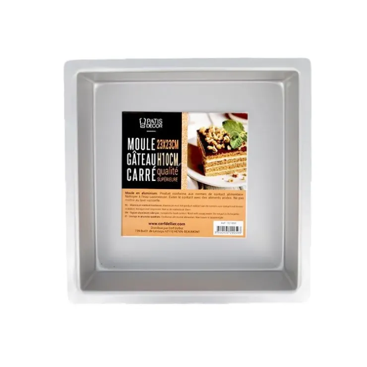 Cerf Dellier Moule à gâteau carré 23 x 23 cm Hauteur 10 cm Sale