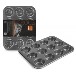 Cerf Dellier Moule 12 muffins perforé anti-adhérent Best