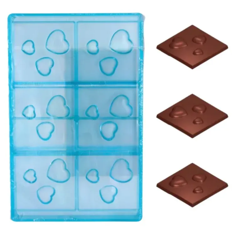 Cerf Dellier Moule chocolat Carrés 3 coeurs Discount