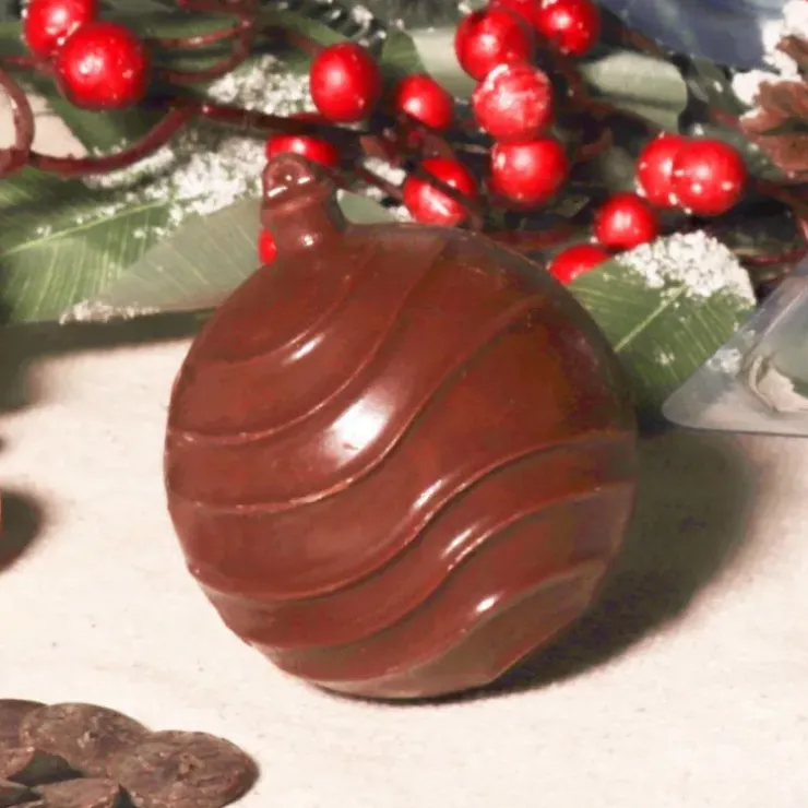 Cerf Dellier Moule chocolat en 3 parties Boules de Noël rayées Patisdécor Clearance
