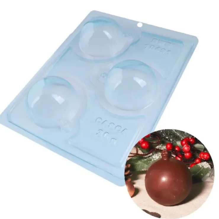 Cerf Dellier Moule chocolat en 3 parties Boules de Noël lisses Patisdécor Online