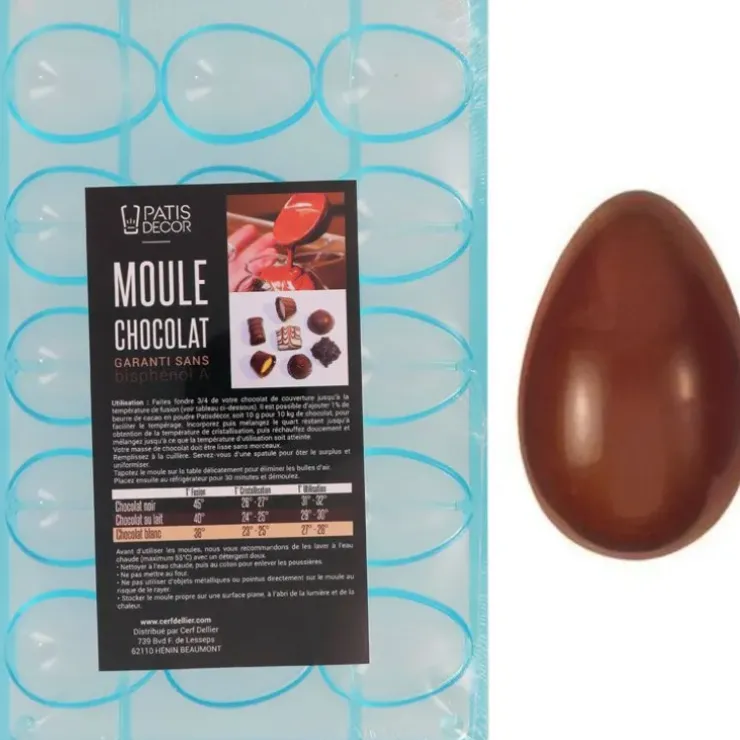 Cerf Dellier Moule chocolat oeufs lisses 5,5 cm Patisdécor Best
