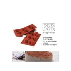Cerf Dellier Moule silicone 6 coeurs profonds Hot