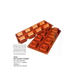 Cerf Dellier Moule silicone grands savarins carrés