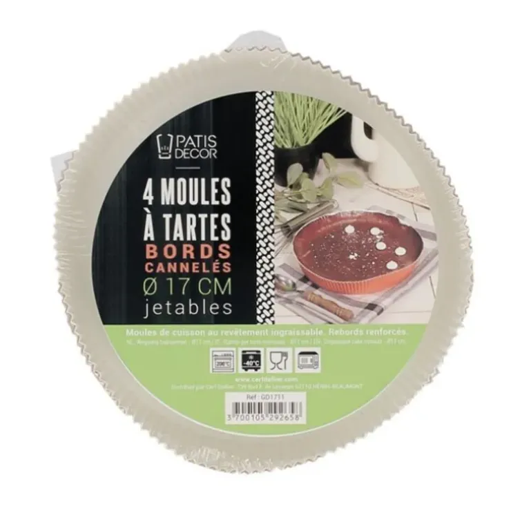 Cerf Dellier Moules à tarte à bords cannelés jetables 17 cm (x4) Outlet