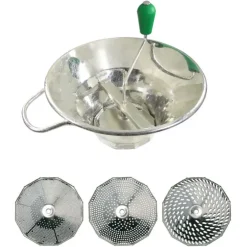 Cerf Dellier Moulins à légumes n°3 étamé avec 3 grilles 1,5, 2,5 et 4 mm New