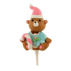Cerf Dellier Ourson bleu de Noël résine sur pique Best
