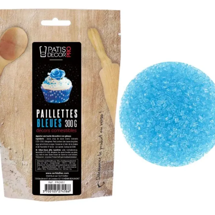 Cerf Dellier Paillettes comestibles bleues 300 g Discount