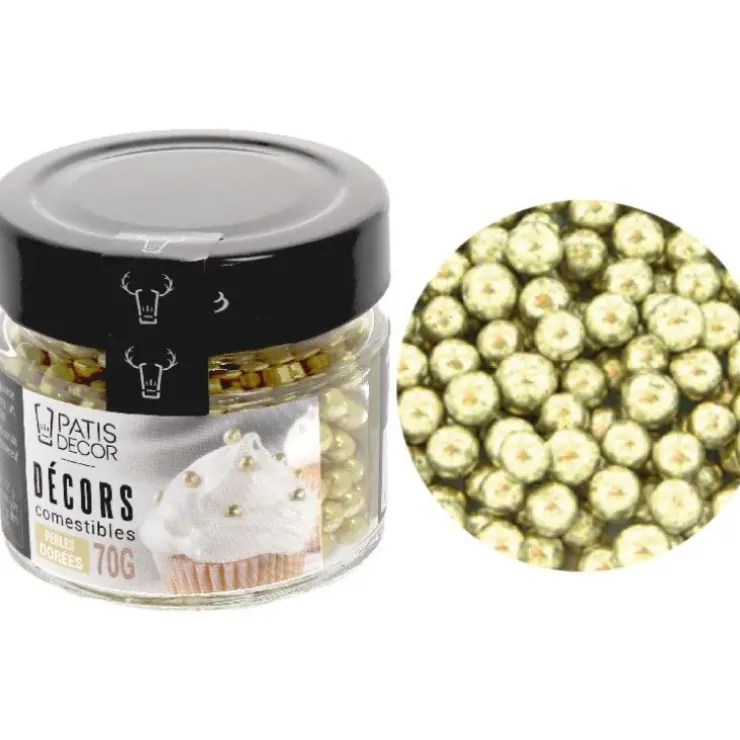 Cerf Dellier Perles dorées comestibles Ø 5 mm 70 g