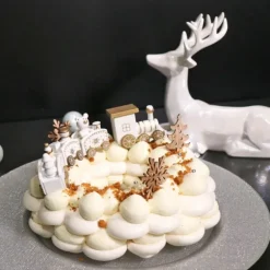 Cerf Dellier Petit train de Noël blanc sur pique