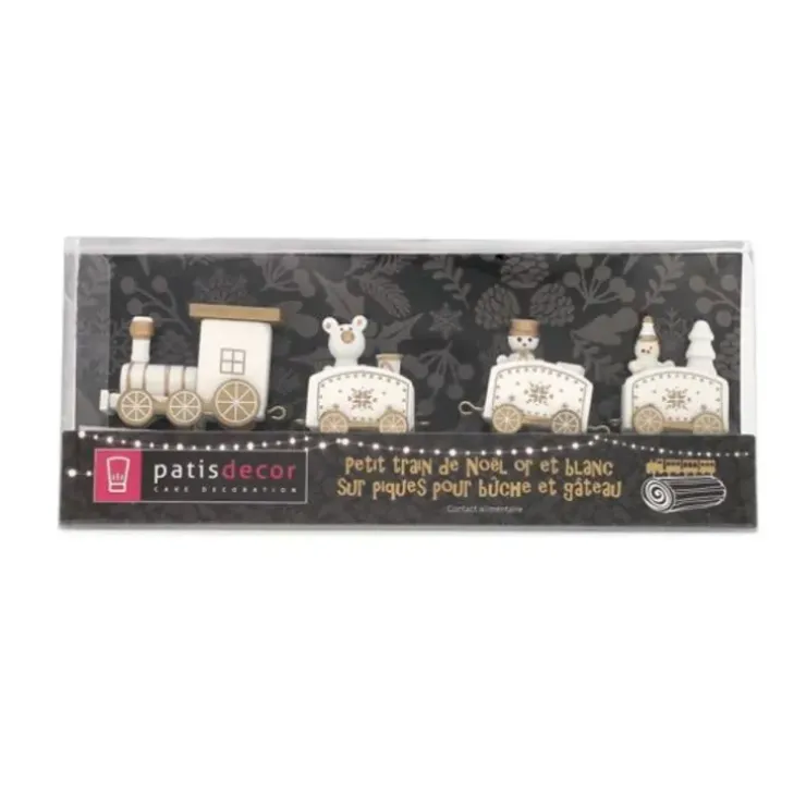 Cerf Dellier Petit train de Noël blanc sur pique