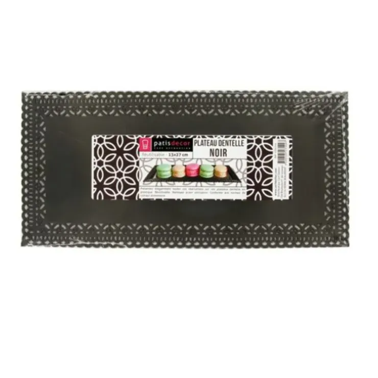 Cerf Dellier Plateau dentelle rectangulaire noir Best