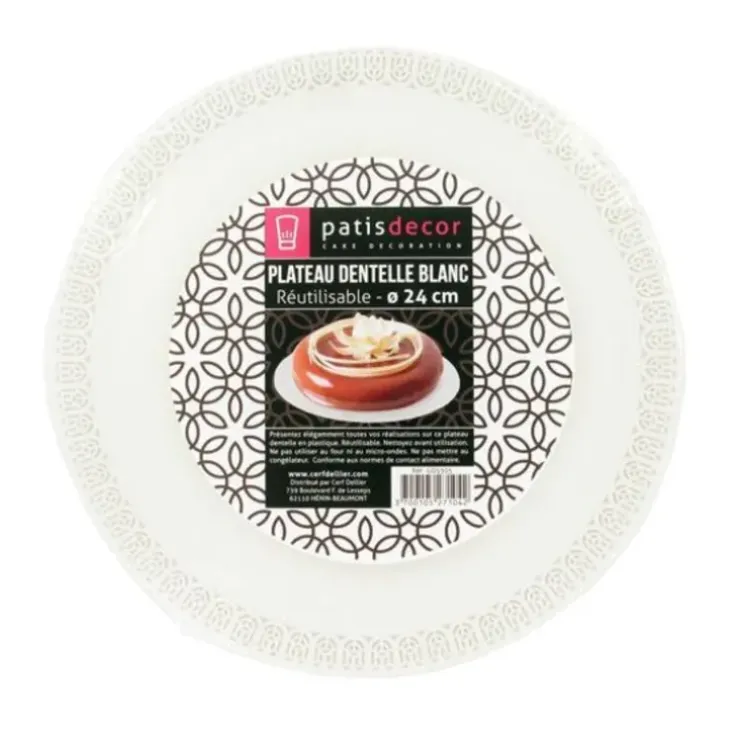 Cerf Dellier Plateau dentelle rond blanc Online