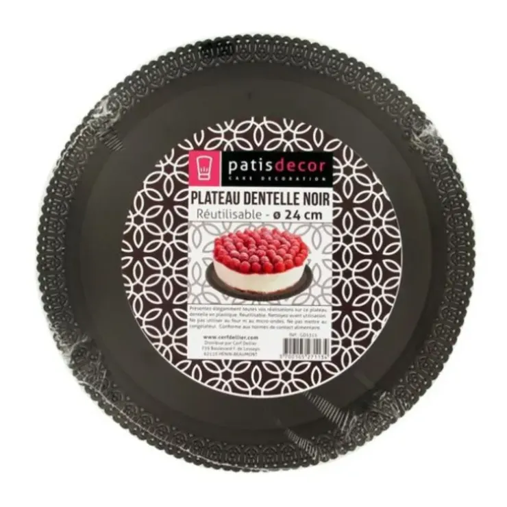 Cerf Dellier Plateau dentelle rond noir Outlet