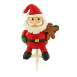 Cerf Dellier Père Noël debout résine sur pique Best