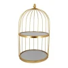 Cerf Dellier Présentoir cage à oiseaux doré 2 étages Patisdécor 25 cm New