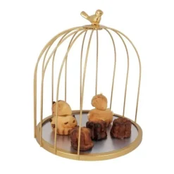 Cerf Dellier Présentoir cage à oiseaux doré 25 cm Sale