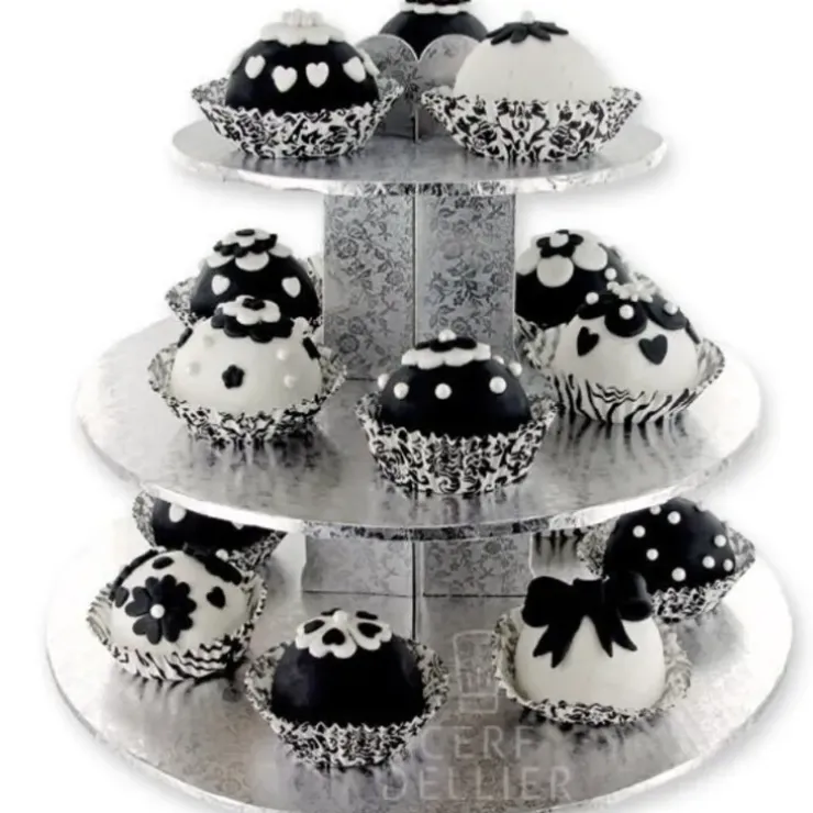Cerf Dellier Présentoir cupcakes argent rond Clearance