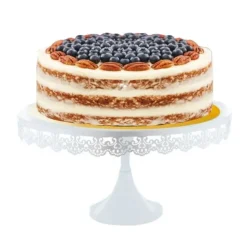 Cerf Dellier Présentoir gâteau blanc broderie Ø 35 cm Best
