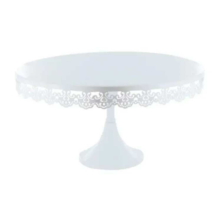 Cerf Dellier Présentoir gâteau blanc broderie Ø 35 cm Best