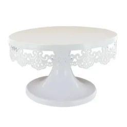 Cerf Dellier Présentoir gâteau blanc broderie Ø 18 cm Clearance