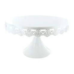 Cerf Dellier Présentoir gâteau blanc broderie Ø 30 cm Online